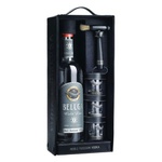 Beluga Gold Line Vodka mit drei Gläsern in Leder Alk. 40% vol.