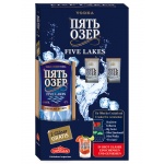 Set "Five Lakes" Vodka 0,7L mit Spielkarten + 2 Shot-Gläsern
