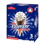 Plombir Nostalgie Eiscreme im Waffelhörnchen (3 x 120ml)
