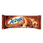 Goplana Jezyki classic Teegebäck mit Puffreis, Haselnüssen, Rosinen in Milchschokolade