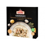 Taschki Vareniki mit Kartoffel-Pilz-Füllung in Pilzsauce