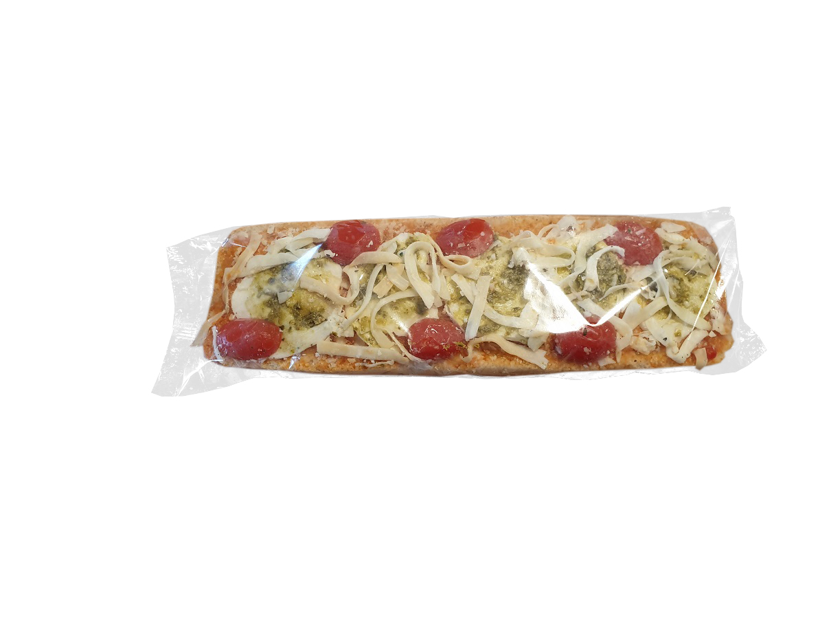 Zapiekanka Pizza Baguette Datteltomaten, Salsa-Sauce und Basilikum ...