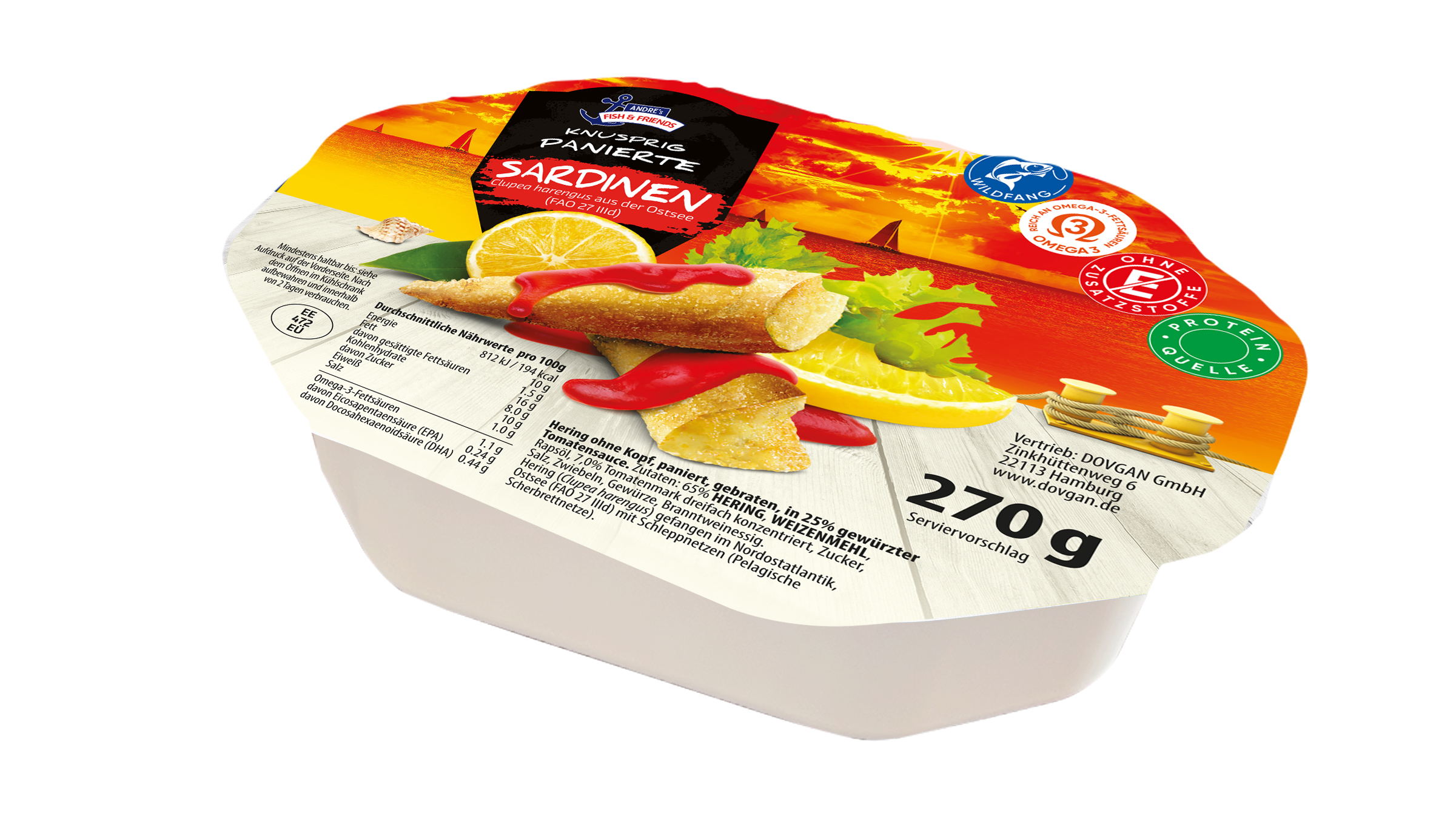 Andre&amp;#39;s Fisch &amp; Friends frittierte Sardinen in Tomatensauce 270 g